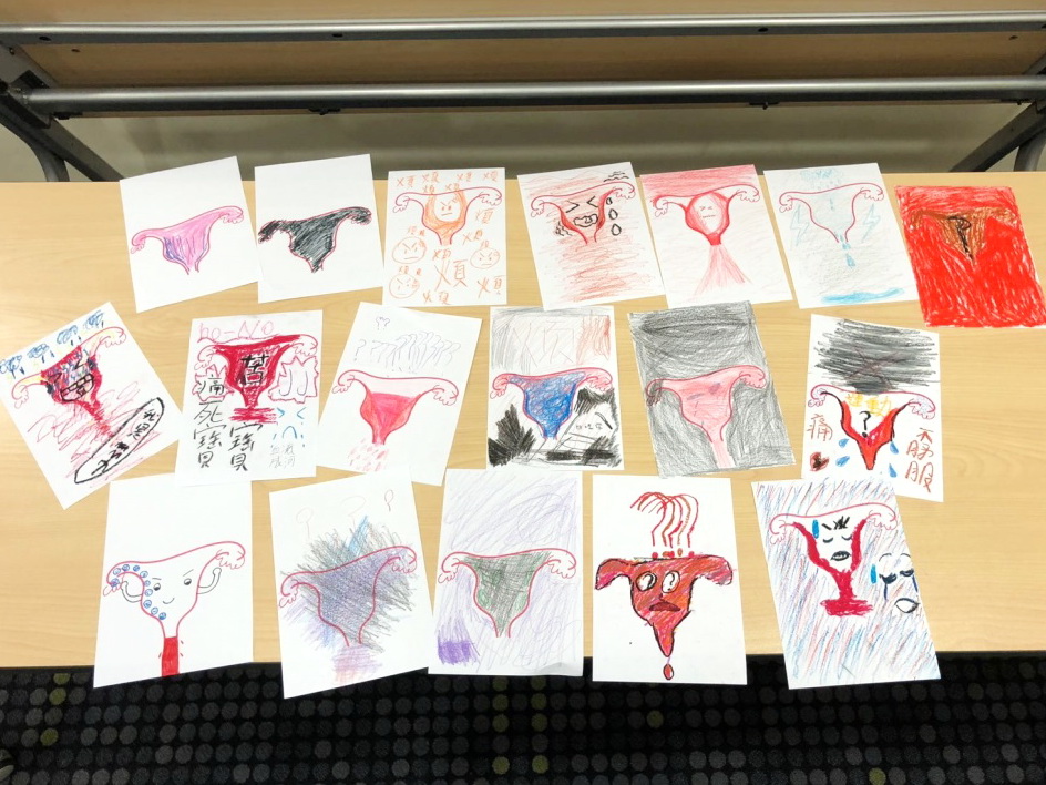 Drawings by the girls about their own feelings towards menstruation